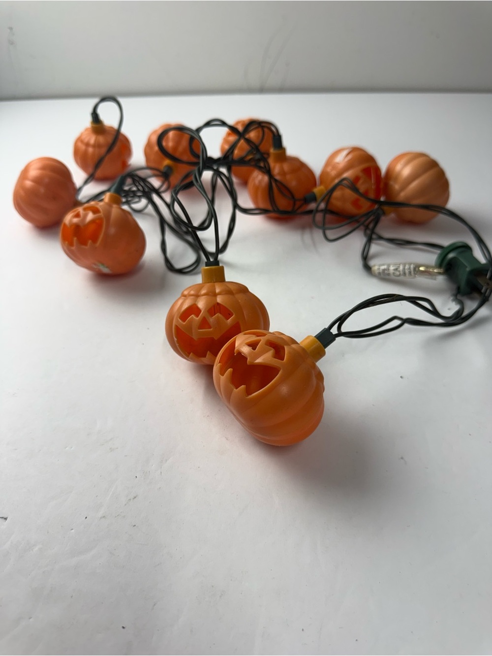 VTG Halloween Jack-O-Lantern Blow Mold String Lights 10 Total